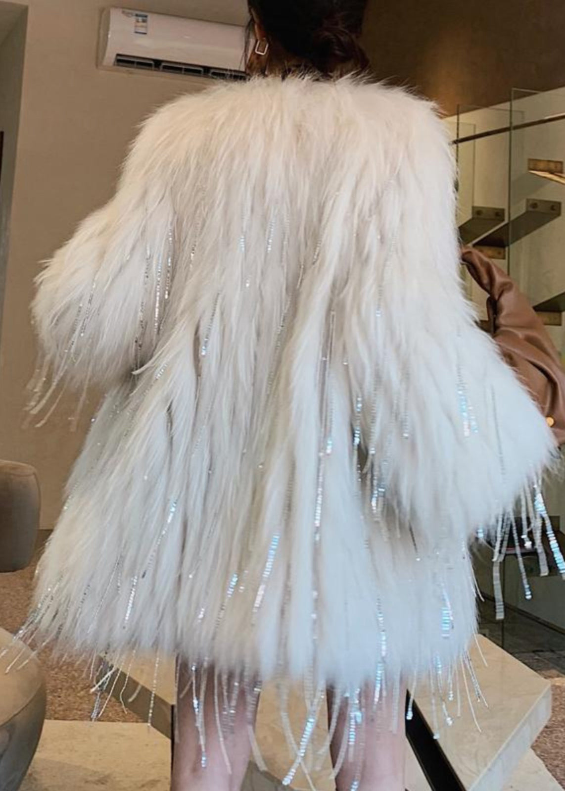 Unique Pink Tasseled Zircon Raccoon Hair Coats Winter YY009 ABC