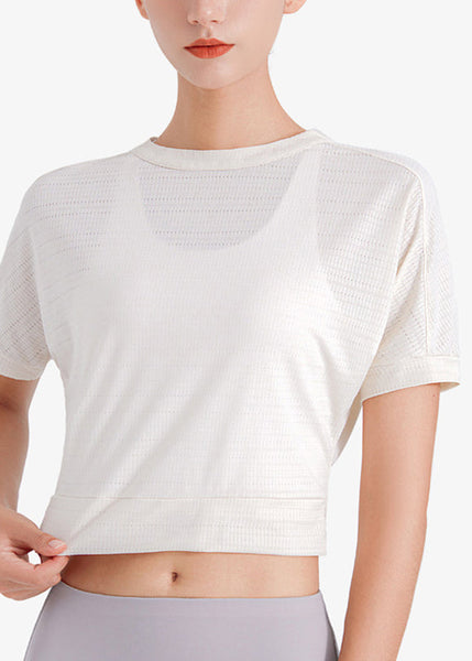 Top Sleeve Yoga Purple Unique Short O-Neck FashionChic