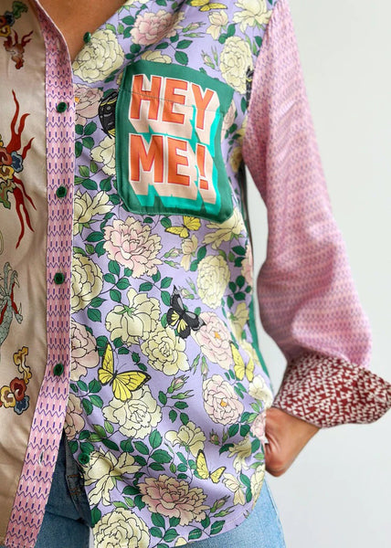 Unique Purple Peter Pan Collar Button Print Cotton Shirts Spring FF109 SH-LF-LTP240603