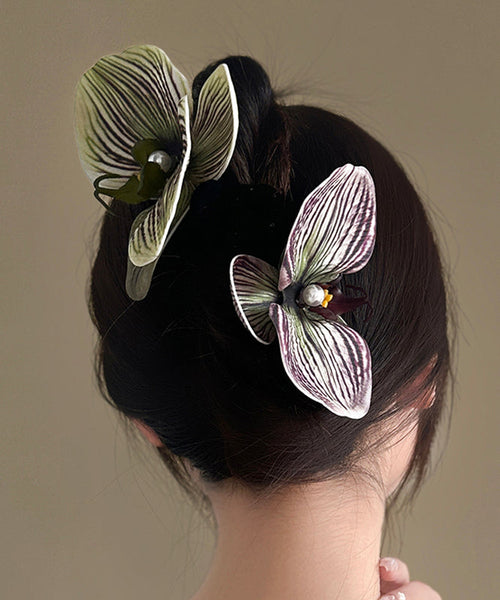 Unique Purple Silicone Cotton Pearl Floral Hairpin AB1068 Genistyle Shop