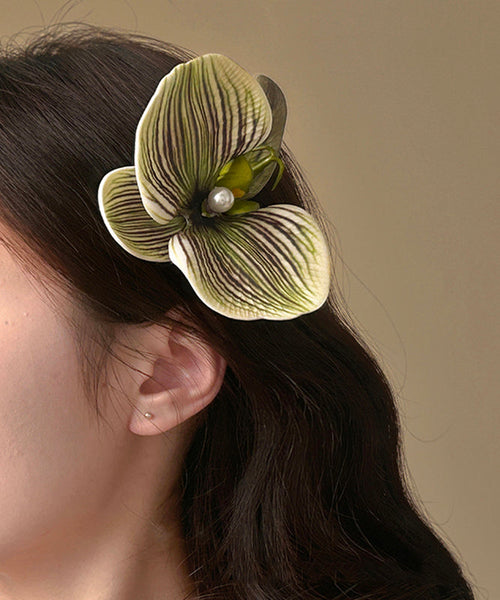 Unique Purple Silicone Cotton Pearl Floral Hairpin AB1068 Genistyle Shop