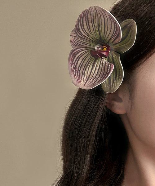 Unique Purple Silicone Cotton Pearl Floral Hairpin AB1068 Genistyle Shop
