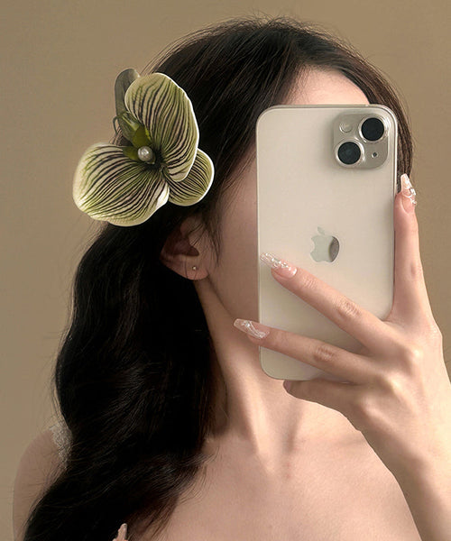 Unique Purple Silicone Cotton Pearl Floral Hairpin AB1068 Genistyle Shop