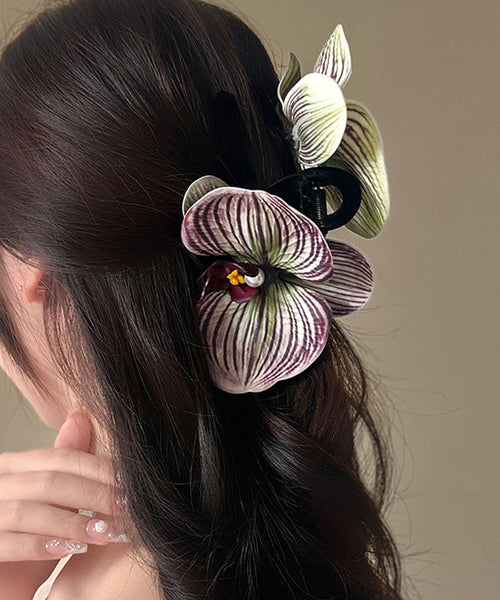 Unique Purple Silicone Cotton Pearl Floral Hairpin AB1068 Genistyle Shop