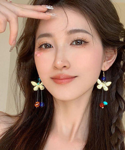 Butterfly Alloy Asymmetrical Unique Rainbow Earrings Crystal Drop FashionChic
