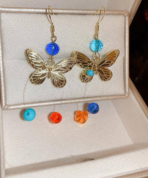 Butterfly Alloy Asymmetrical Unique Rainbow Earrings Crystal Drop FashionChic