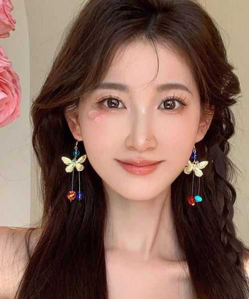 Butterfly Alloy Asymmetrical Unique Rainbow Earrings Crystal Drop FashionChic