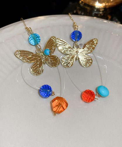 Butterfly Alloy Asymmetrical Unique Rainbow Earrings Crystal Drop FashionChic