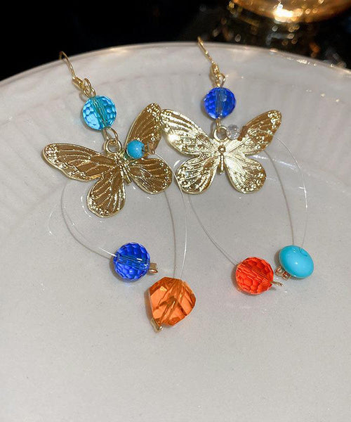 Butterfly Alloy Asymmetrical Unique Rainbow Earrings Crystal Drop FashionChic