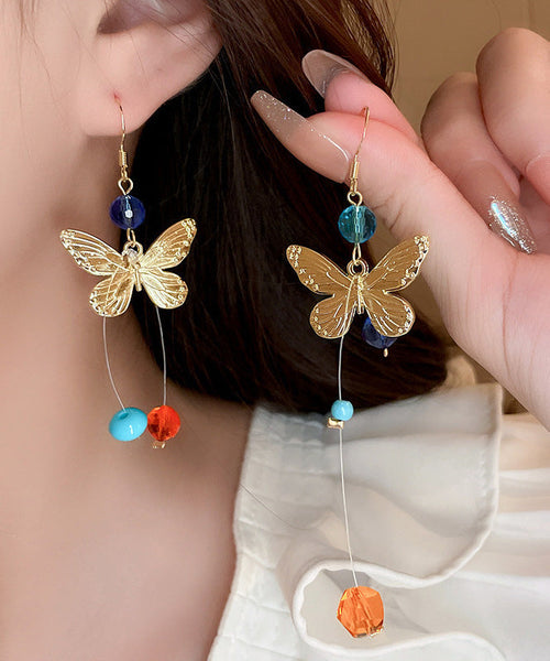 Butterfly Alloy Asymmetrical Unique Rainbow Earrings Crystal Drop FashionChic