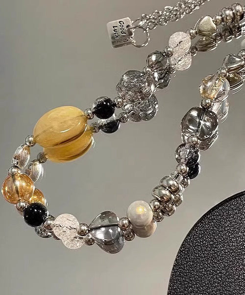 Stone Flower Gem Obsidian Rainbow Chain Phone Unique Camellia FashionChic