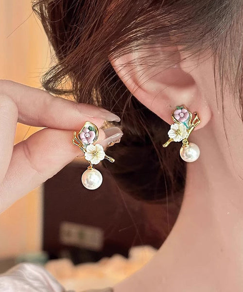 Copper Floral Drop Butterfly Rainbow Unique Alloy Earrings FashionChic