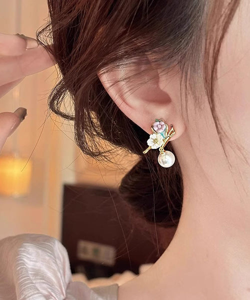 Copper Floral Drop Butterfly Rainbow Unique Alloy Earrings FashionChic