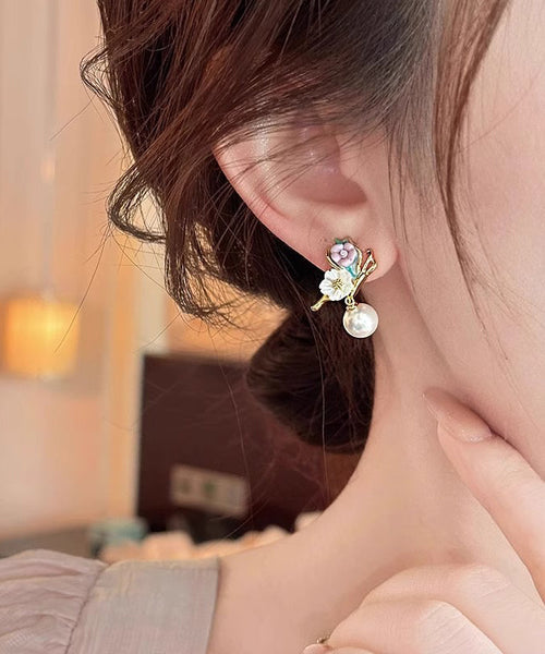 Copper Floral Drop Butterfly Rainbow Unique Alloy Earrings FashionChic