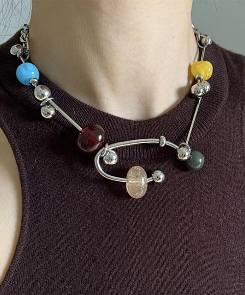 Unique Rainbow Stainless Steel Acrylic Alloy Pendant Necklace YR017 ABC