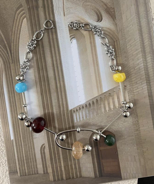 Unique Rainbow Stainless Steel Acrylic Alloy Pendant Necklace YR017 ABC