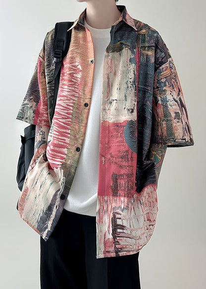 Summer Unique Men Button Cotton Original Shirts Red Design FashionChic