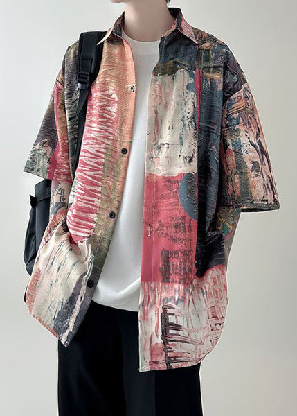 Summer Unique Men Button Cotton Original Shirts Red Design FashionChic