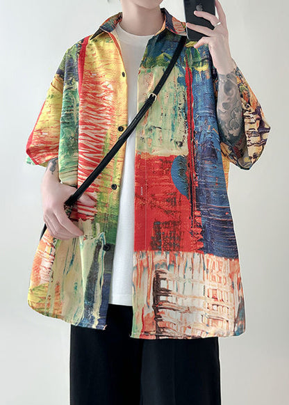 Summer Unique Men Button Cotton Original Shirts Red Design FashionChic