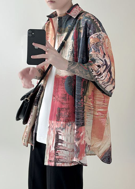 Summer Unique Men Button Cotton Original Shirts Red Design FashionChic