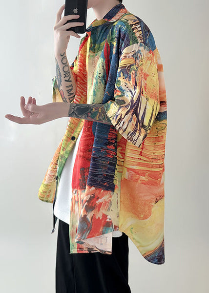 Summer Unique Men Button Cotton Original Shirts Red Design FashionChic