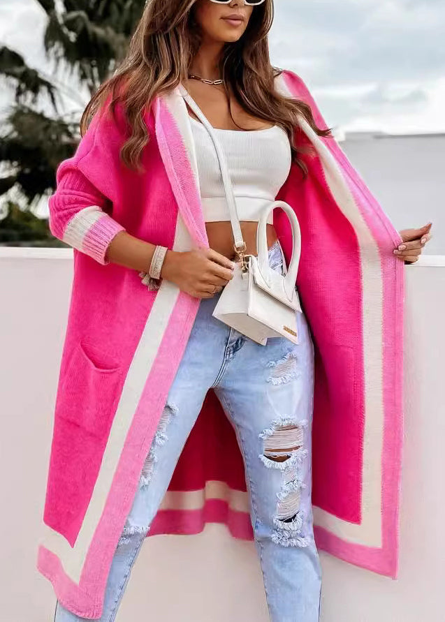 Unique Rose Hooded Pockets Casual Knit Cardigans Fall QY005 BB-ZS-WM-NCT241002