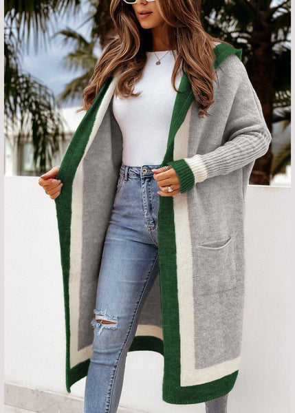 Unique Rose Hooded Pockets Casual Knit Cardigans Fall QY005 BB-ZS-WM-NCT241002