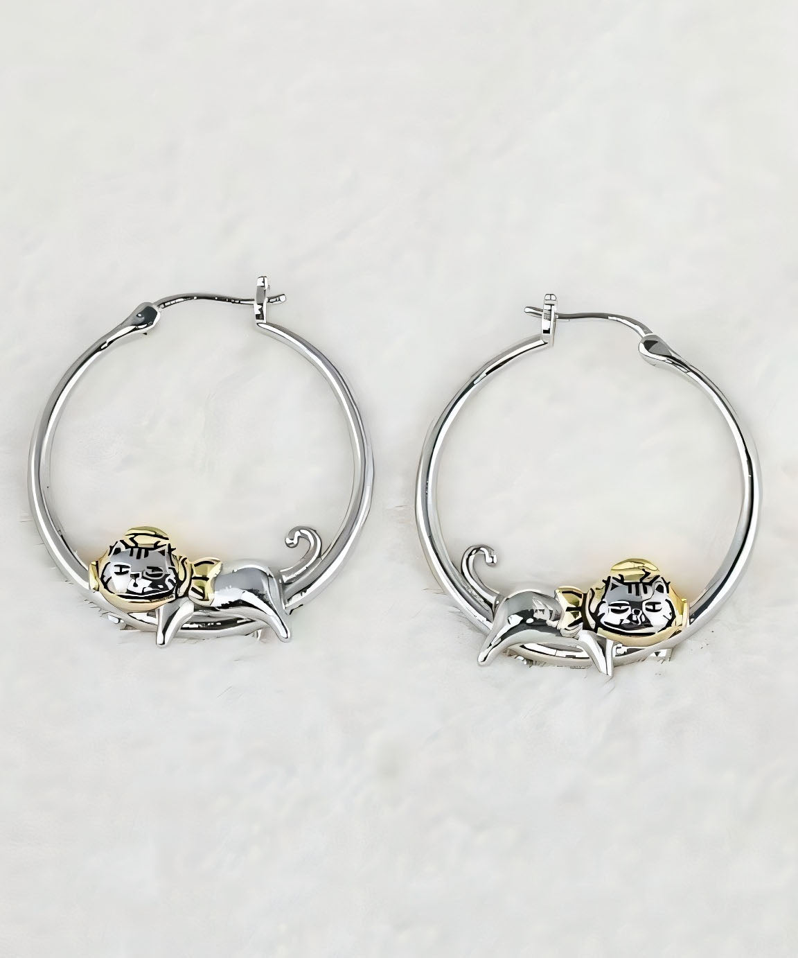 Unique Silk Copper Little Cats Hoop Earrings YA013 ABC