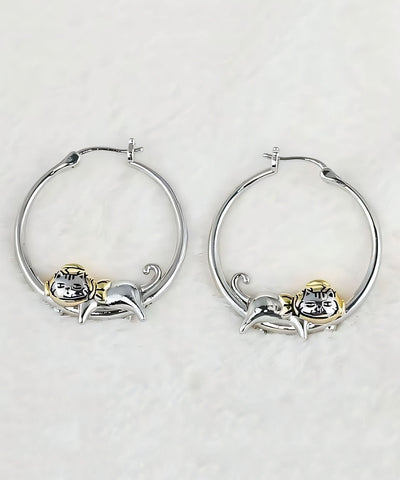 Unique Silk Copper Little Cats Hoop Earrings YA013 ABC