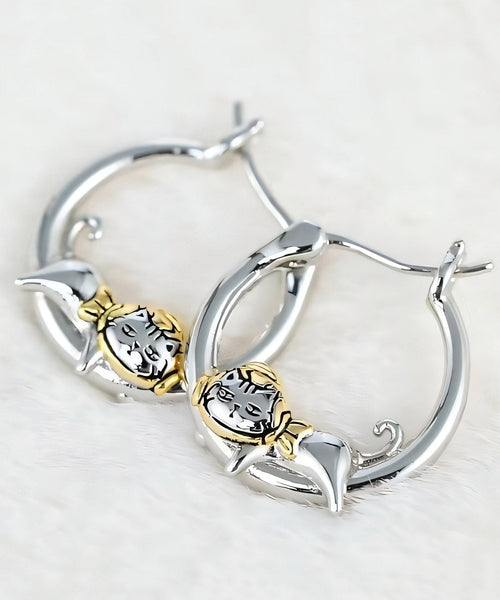 Unique Silk Copper Little Cats Hoop Earrings YA013 ABC
