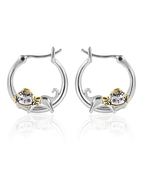 Unique Silk Copper Little Cats Hoop Earrings YA013 ABC