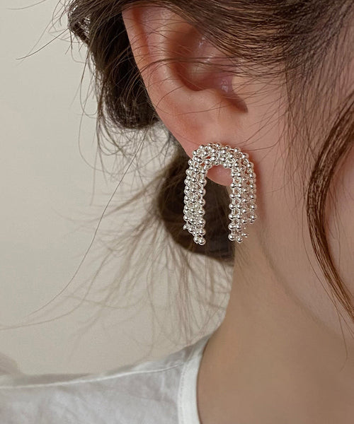 Unique Silk Metal Fireworks Tassel Hoop Earrings YX011 ABC