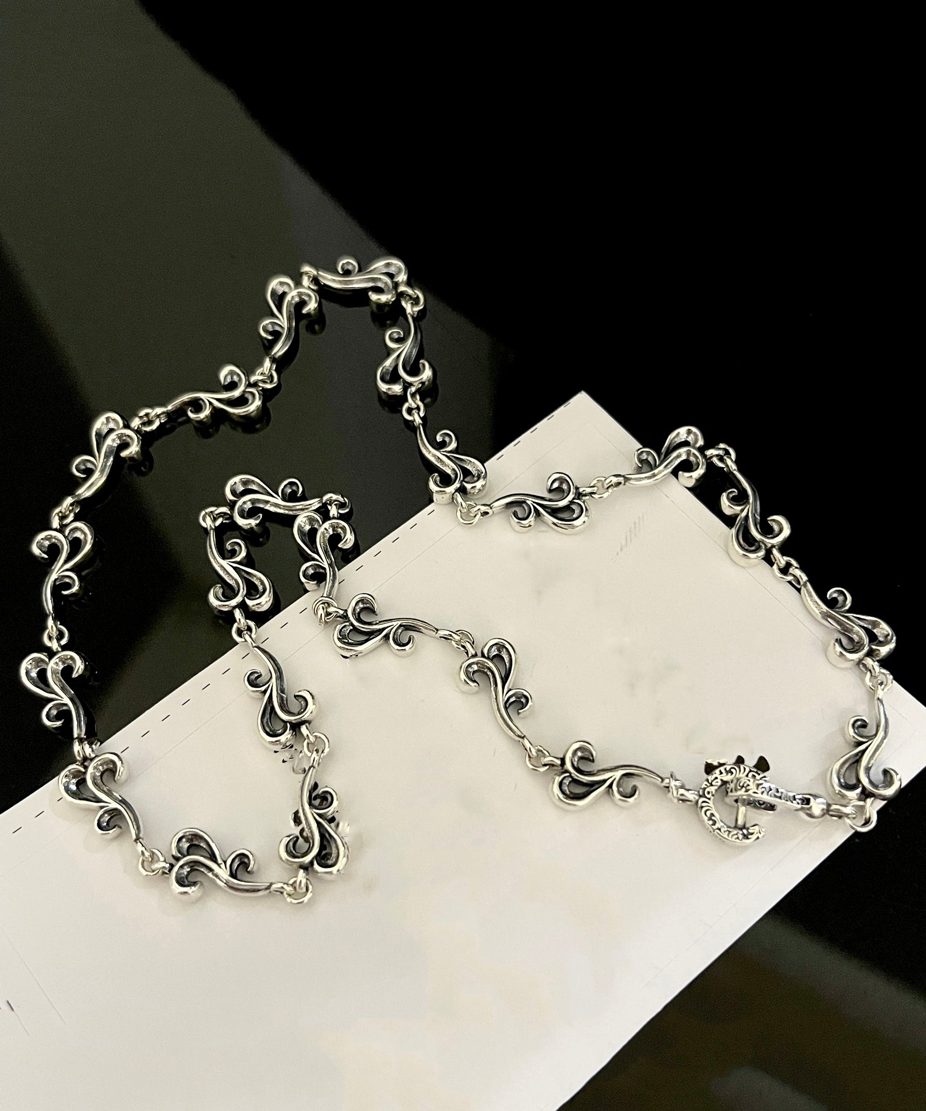 Unique Silk Sterling Silver Hollow Out Auspicious Clouds Necklace KX1047 Ada Fashion