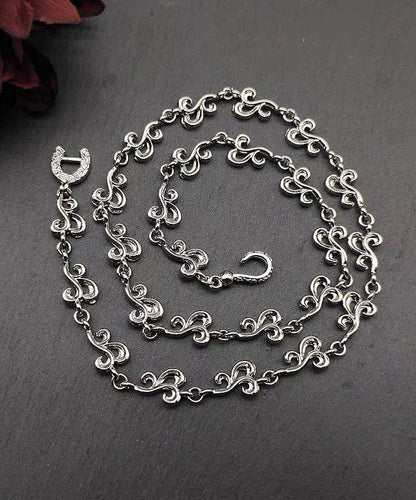 Unique Silk Sterling Silver Hollow Out Auspicious Clouds Necklace KX1047 Ada Fashion