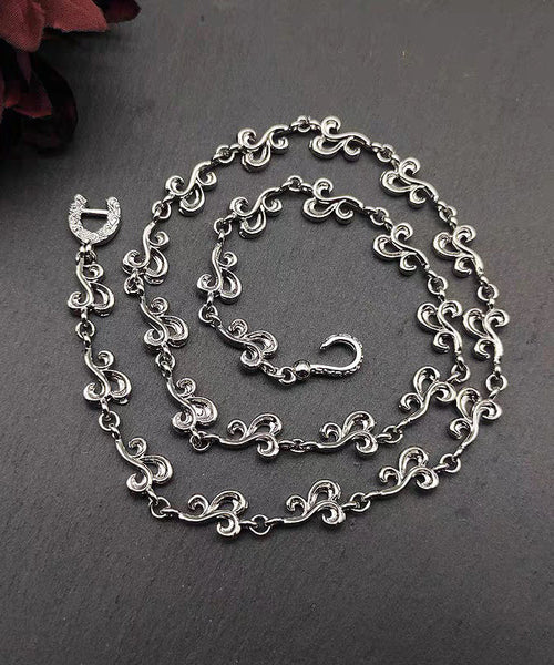 Unique Silk Sterling Silver Hollow Out Auspicious Clouds Necklace KX1047 Ada Fashion