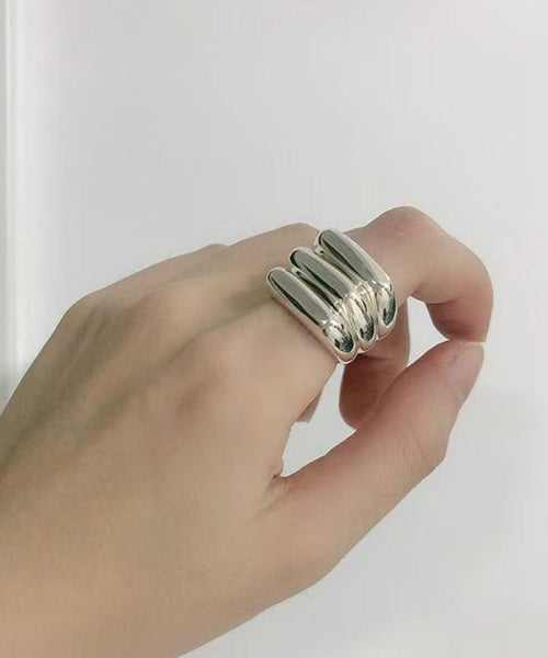 Rings Silver Silk Layered Unique Sterling FashionChic