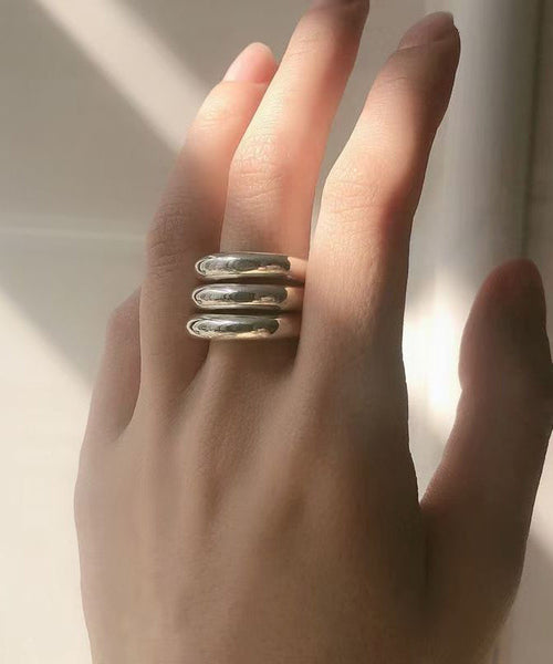 Rings Silver Silk Layered Unique Sterling FashionChic