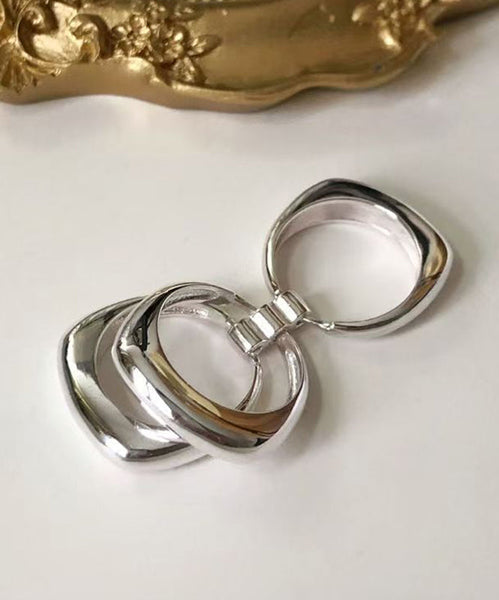 Rings Silver Silk Layered Unique Sterling FashionChic