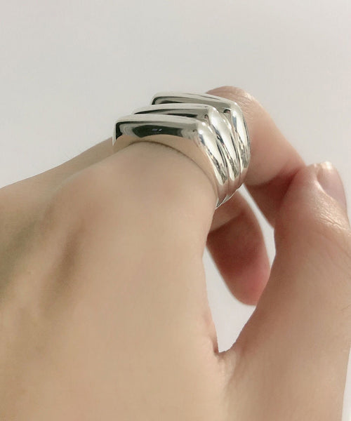 Rings Silver Silk Layered Unique Sterling FashionChic