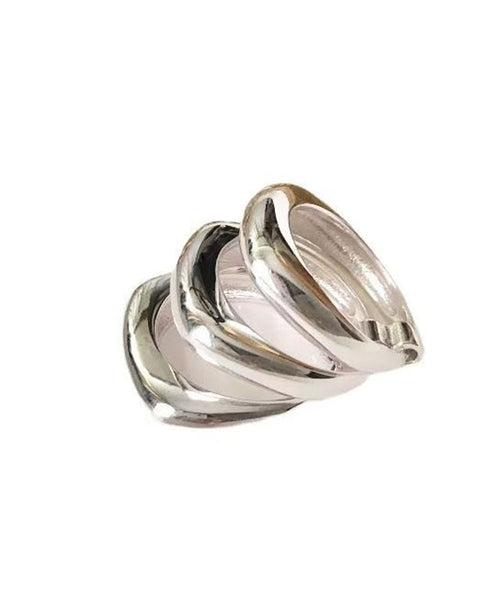 Rings Silver Silk Layered Unique Sterling FashionChic