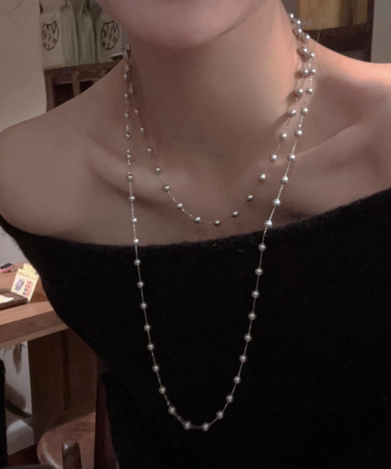 Unique Silk Sterling Silver Pearl Crystal Gratuated Bead Necklace YR012 ABC