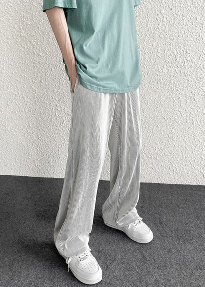 Spring Draping Silvery Unique Men Pants Striped Oversized FashionChic
