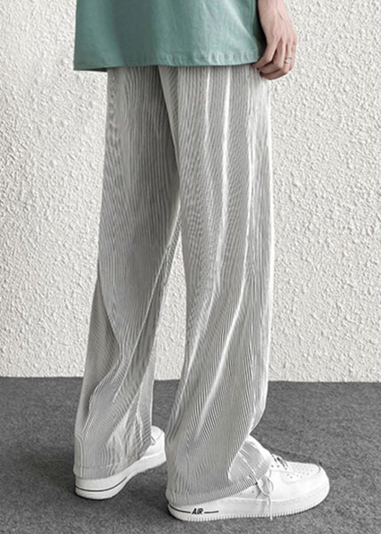 Spring Draping Silvery Unique Men Pants Striped Oversized FashionChic
