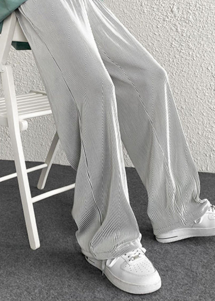Spring Draping Silvery Unique Men Pants Striped Oversized FashionChic