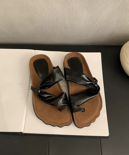 Unique Splicing Platform Flip Flops Silver Faux Leather QK042 shoe-JB241013