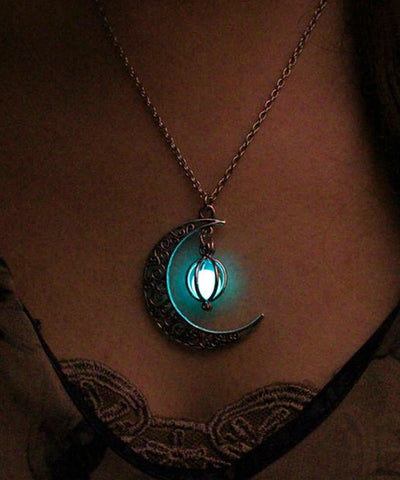 Unique Steel Lariat Stainless Luminous Moon Necklace Chain FashionChic