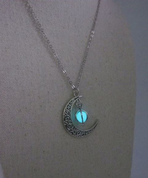 Unique Steel Lariat Stainless Luminous Moon Necklace Chain FashionChic