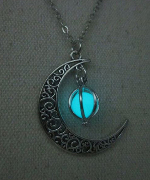 Unique Steel Lariat Stainless Luminous Moon Necklace Chain FashionChic