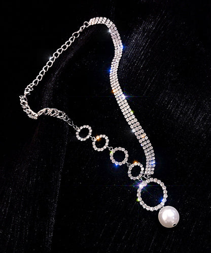 Alloy Pendant White Pearl Necklace Tassel Zircon Unique FashionChic