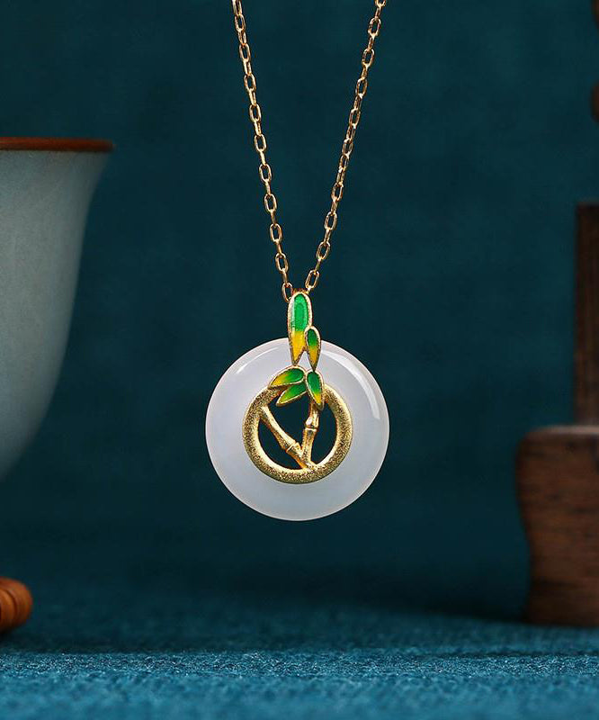 Unique White Hotan Jade Antique Safety Clasp Bone Chain Female Necklaces KX1064 Ada Fashion